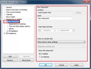 New stopwatch settings in World Clock Preferences